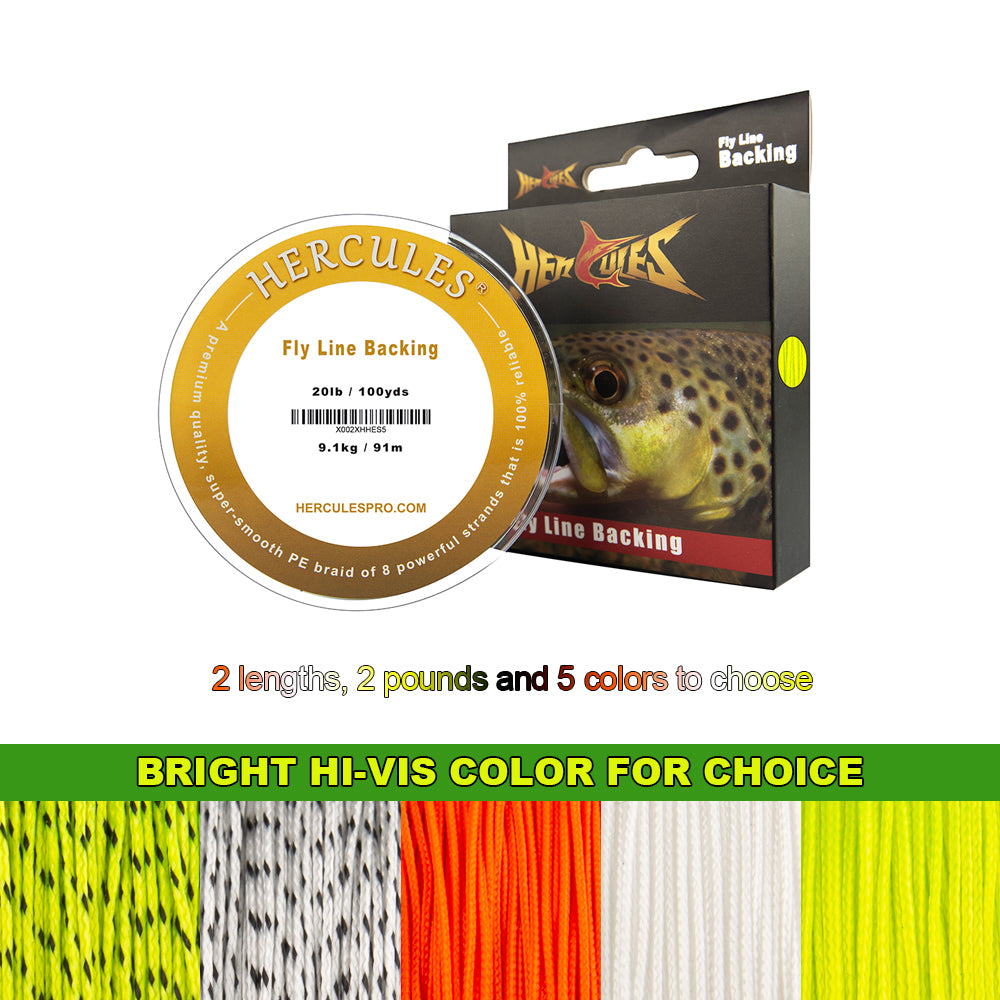 HERCULES Braided Fly Fishing Line Backing with Long-lasting Color