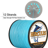 1000M 1094Yds Black 10lb-420lb HERCULES PE Braided Fishing Line 12 Strands