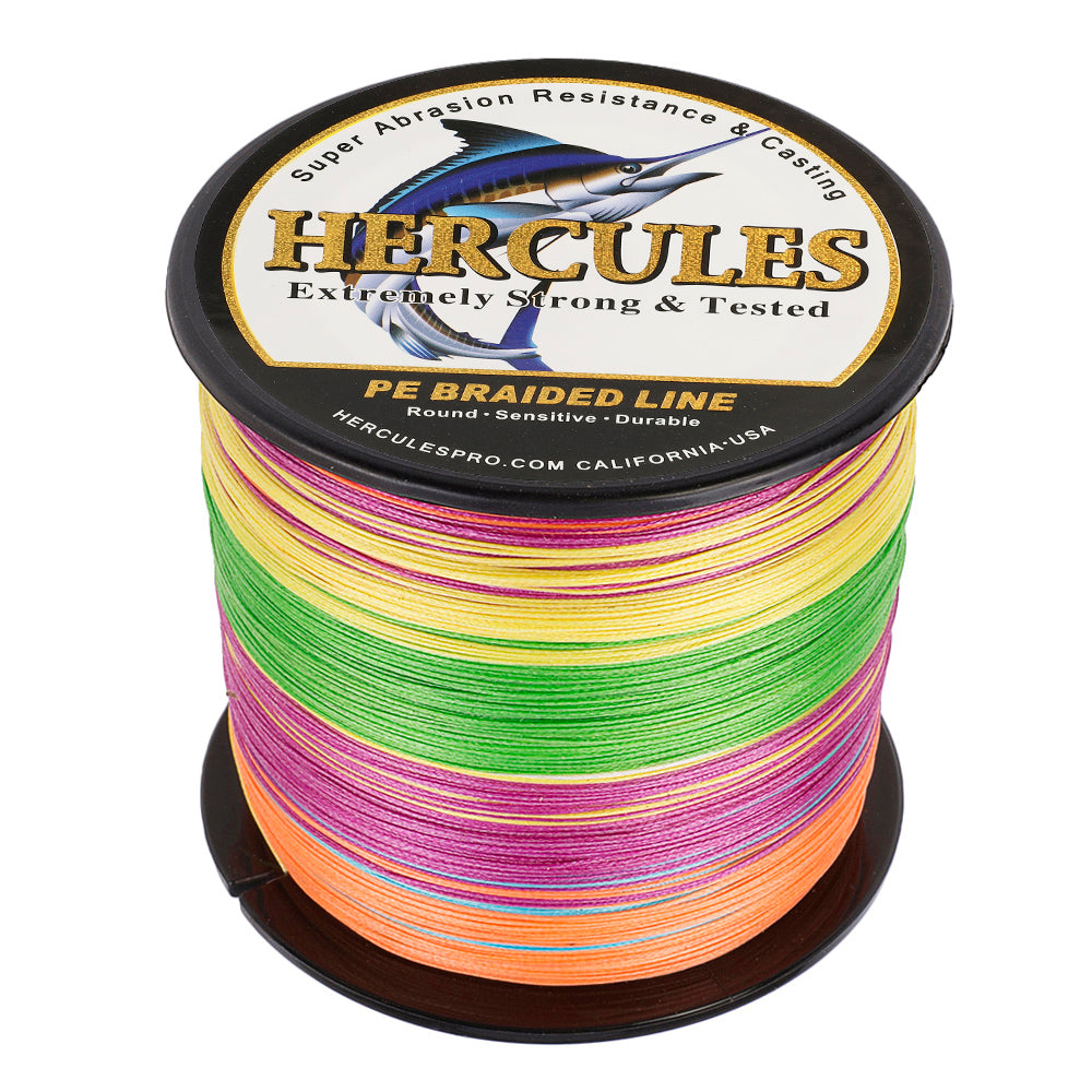 1000M 1094Yds Multicolor 10lb-300lb HERCULES PE Braided Fishing Line 8 Strands