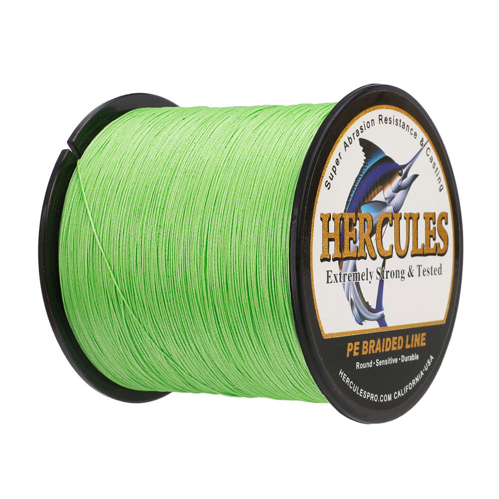1000M 1094Yds Fluo Green 10lb-300lb HERCULES PE Braided Fishing Line 8 Strands