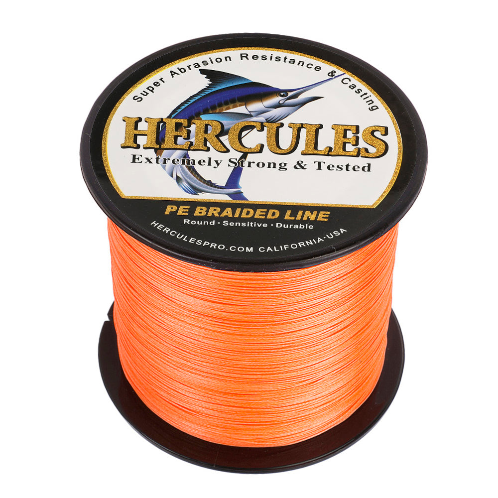 1000M 1094Yds Orange 10lb-300lb HERCULES PE Braided Fishing Line 8 Strands