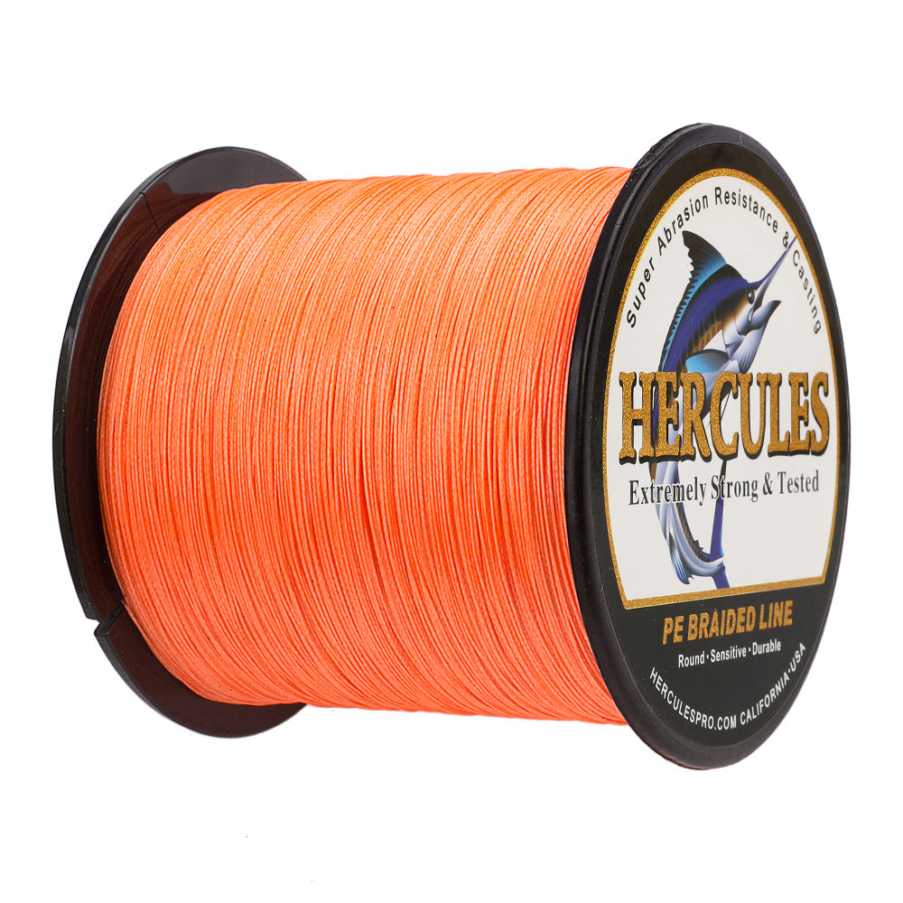 1000M 1094Yds Orange 10lb-300lb HERCULES PE Braided Fishing Line 8 Strands