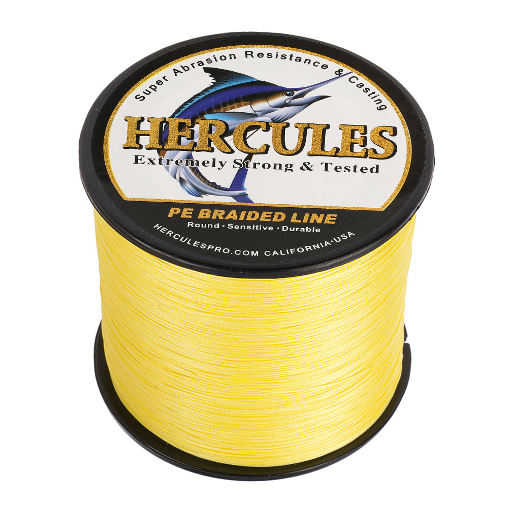 1000M 1094Yds Yellow 10lb-300lb HERCULES PE Braided Fishing Line 8 Strands