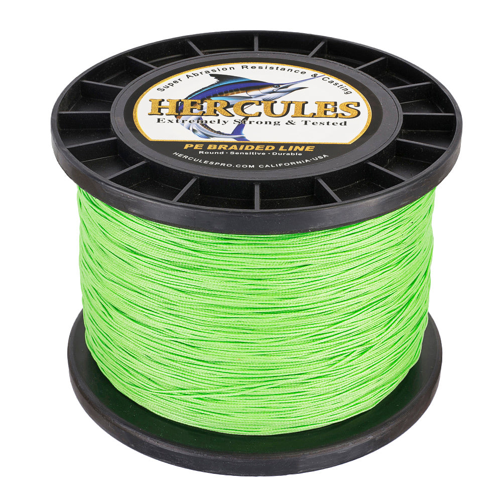 1000M 1094Yds Fluo Green 10lb-300lb HERCULES PE Braided Fishing Line 8 Strands