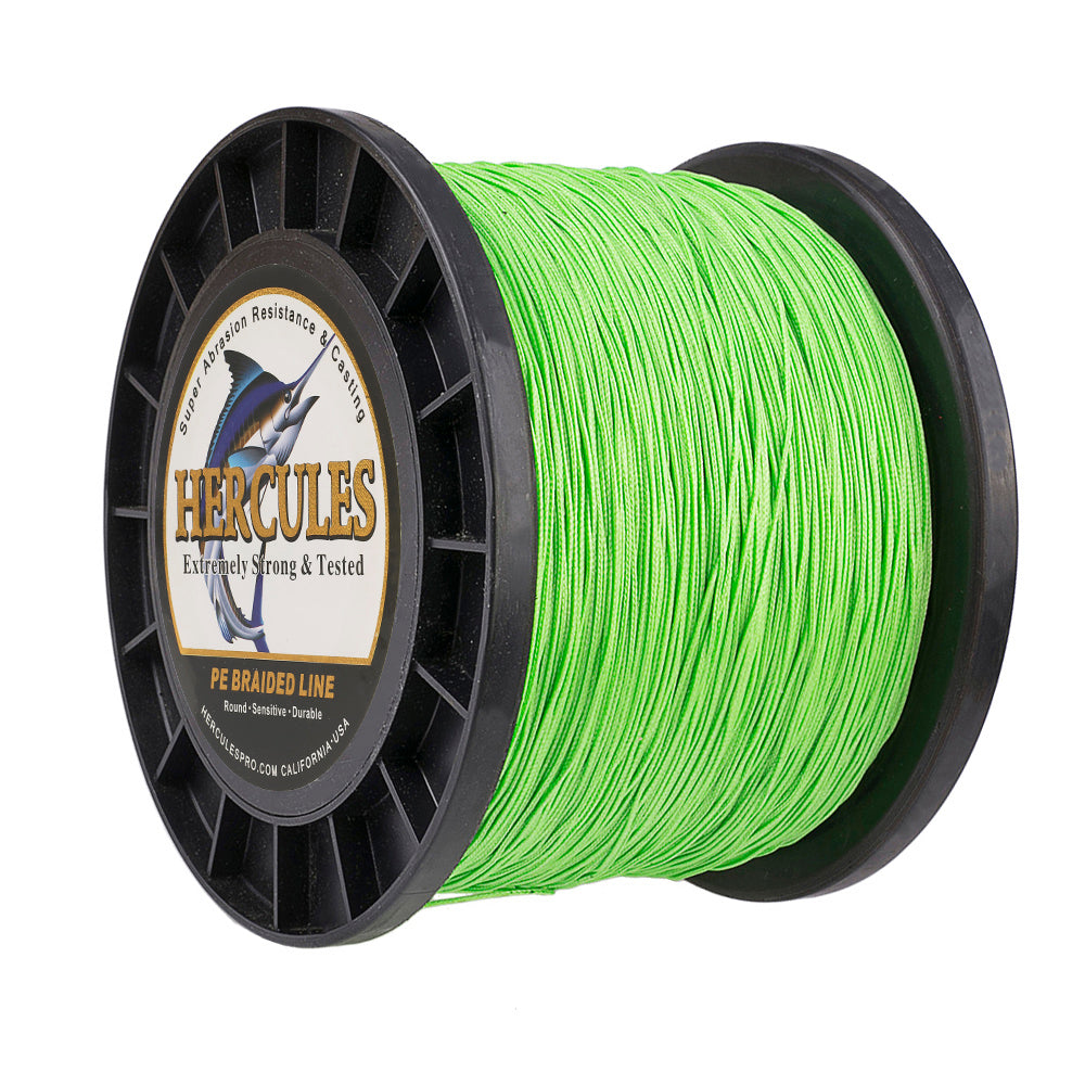 1000M 1094Yds Fluo Green 10lb-300lb HERCULES PE Braided Fishing Line 8 Strands