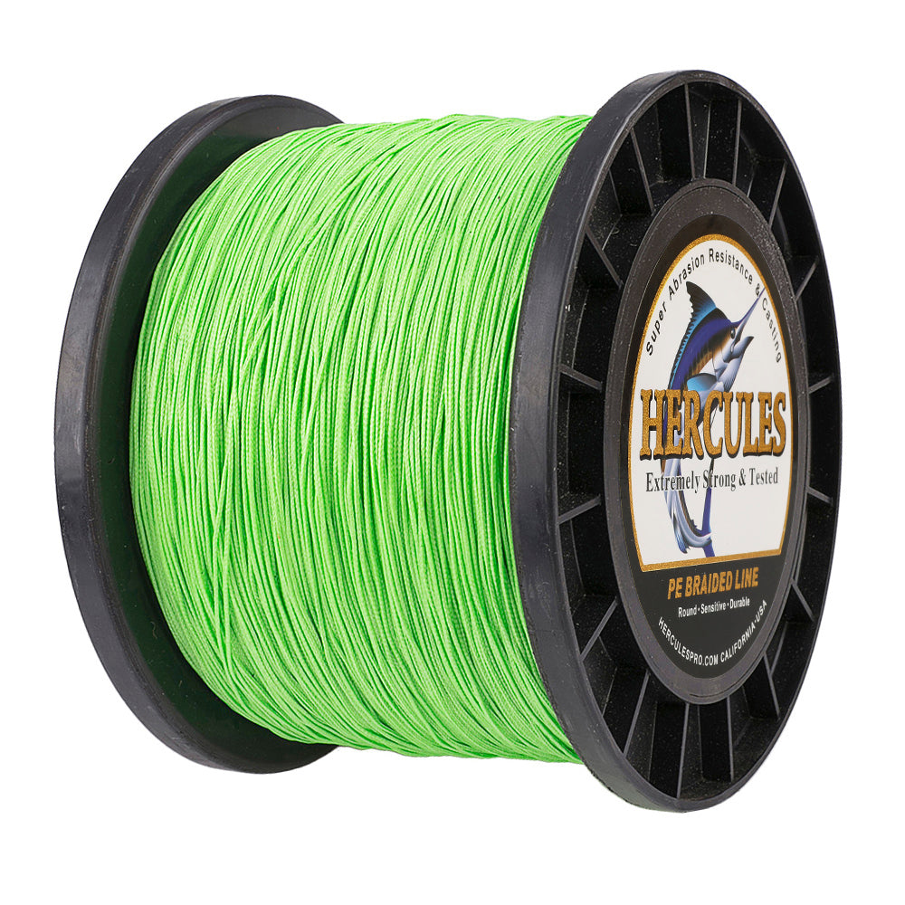 1000M 1094Yds Fluo Green 10lb-300lb HERCULES PE Braided Fishing Line 8 Strands