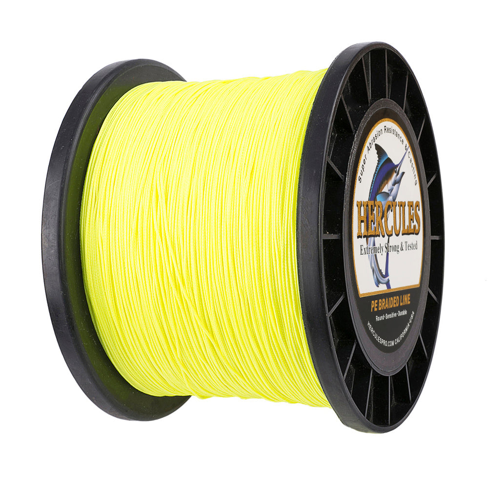 1000M 1094Yds Fluo Yellow 10lb-300lb HERCULES PE Braided Fishing Line 8 Strands