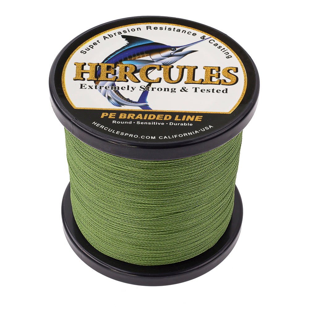1000M 1094Yds Army Green 6lb-100lb HERCULES PE Braided Fishing Line 4 Strands