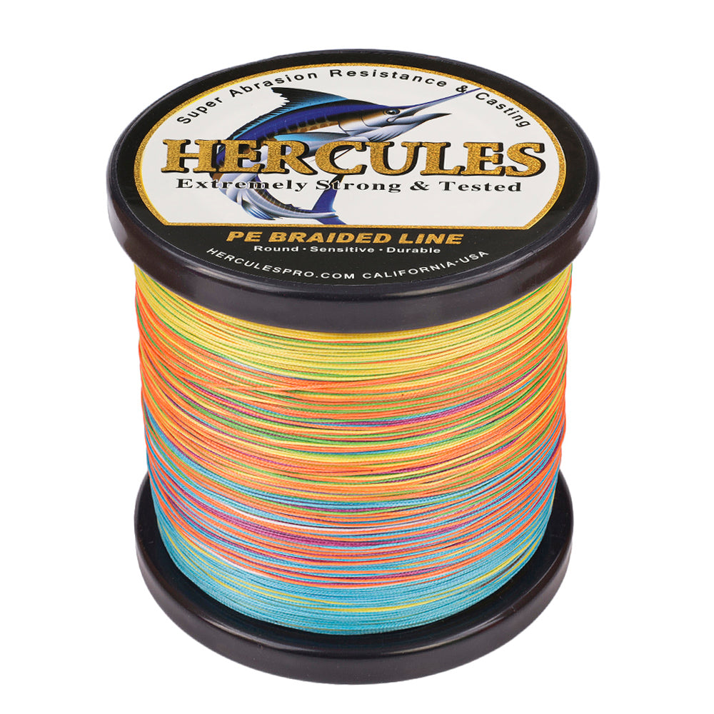 1000M 1094Yds Multicolor 10lb-300lb HERCULES PE Braided Fishing Line 8 Strands