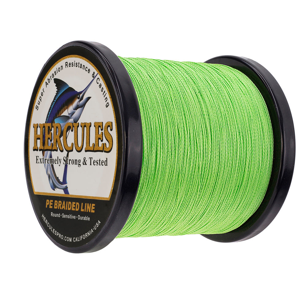 1000M 1094Yds Fluo Green 6lb-100lb HERCULES PE Braided Fishing Line 4 Strands
