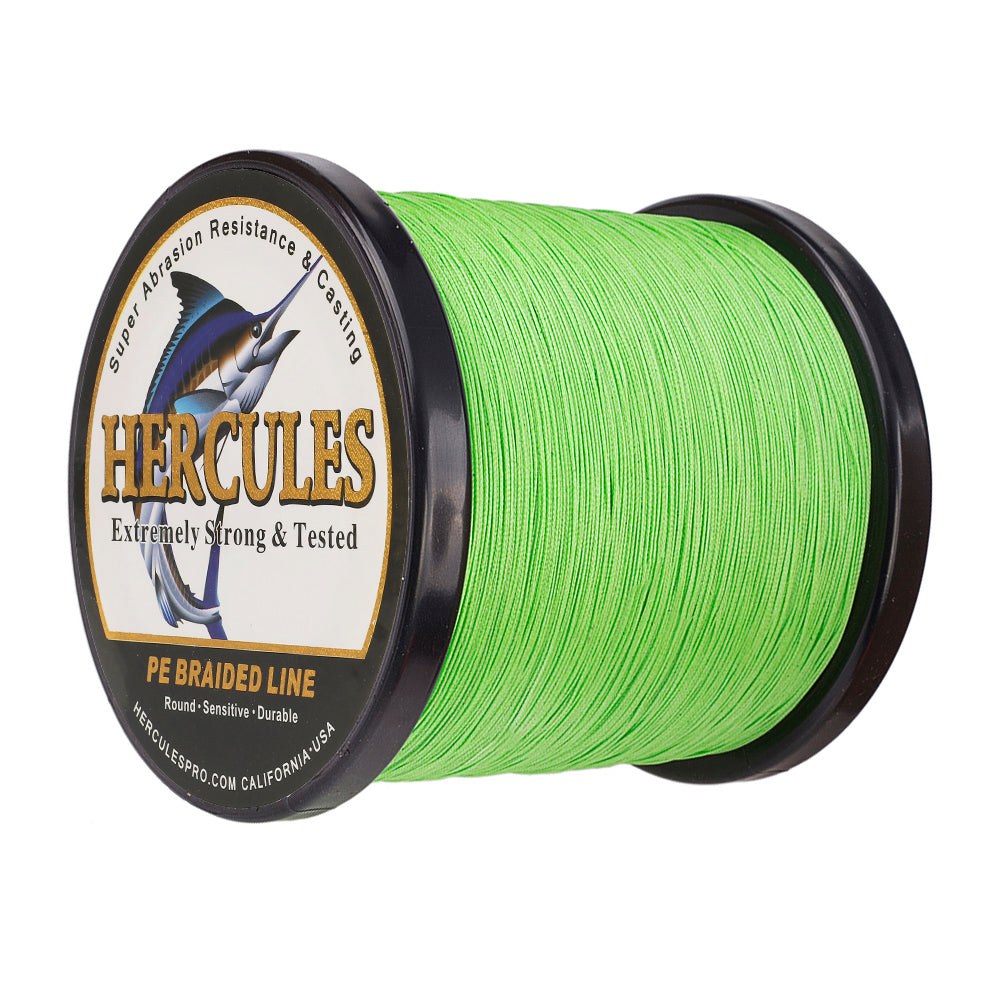 1000M 1094Yds Fluo Green 10lb-300lb HERCULES PE Braided Fishing Line 8 Strands