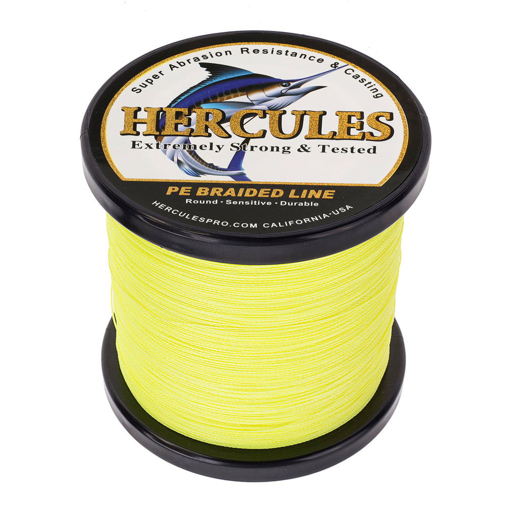 1000M 1094Yds Fluo Yellow 6lb-100lb HERCULES PE Braided Fishing Line 4 Strands