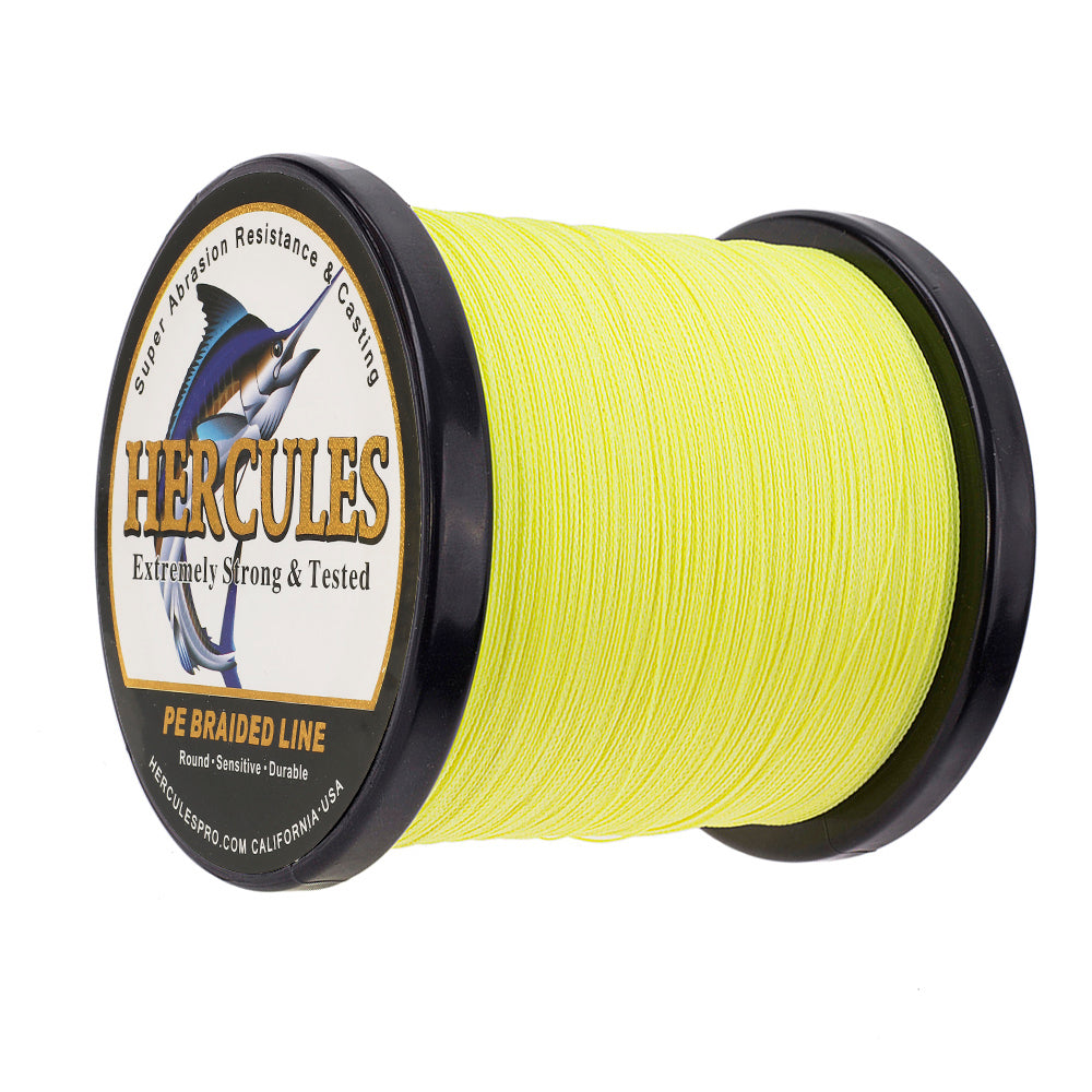 1000M 1094Yds Fluo Yellow 6lb-100lb HERCULES PE Braided Fishing Line 4 Strands