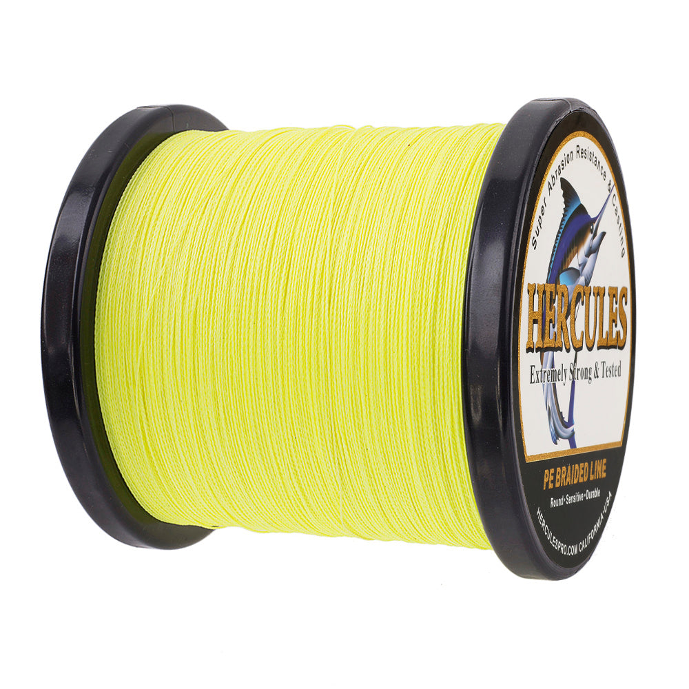 1000M 1094Yds Fluo Yellow 6lb-100lb HERCULES PE Braided Fishing Line 4 Strands