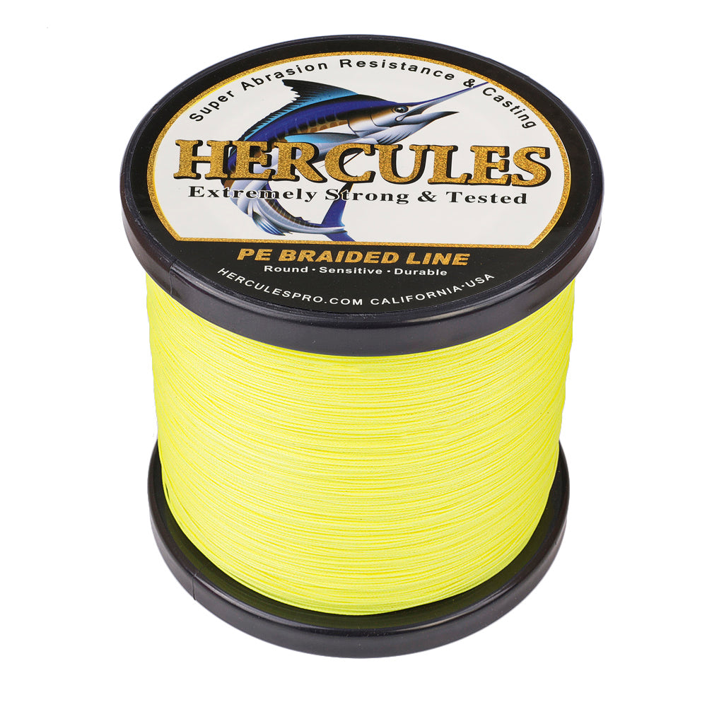 1000M 1094Yds Fluo Yellow 10lb-300lb HERCULES PE Braided Fishing Line 8 Strands