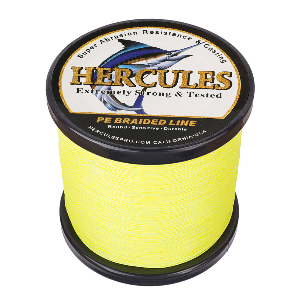 2000M 2187Yds Fluo Yellow 10lb-200lb HERCULES PE Braided Fishing Line 8 Strands