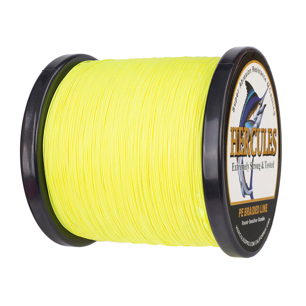 1000M 1094Yds Fluo Yellow 10lb-300lb HERCULES PE Braided Fishing Line 8 Strands