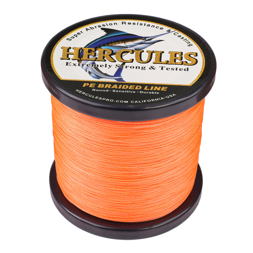 1000M 1094Yds Orange 10lb-300lb HERCULES PE Braided Fishing Line 8 Strands