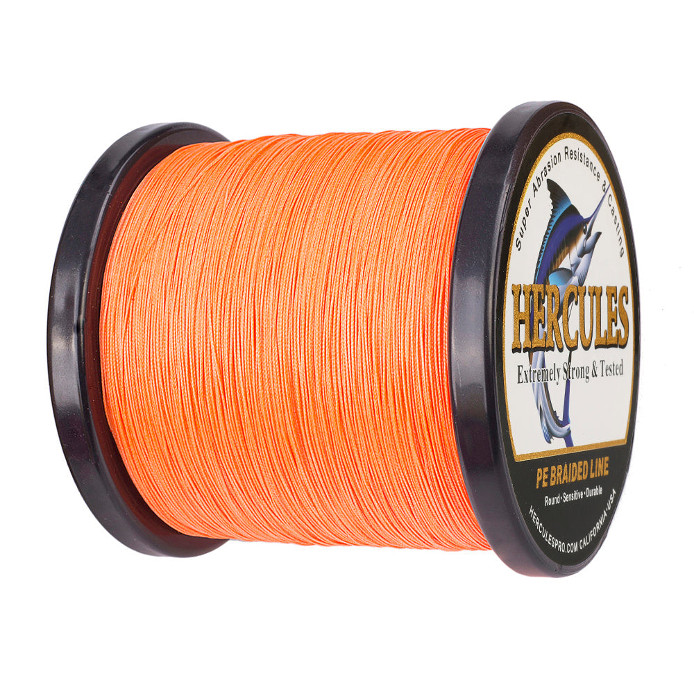 1000M 1094Yds Orange 10lb-300lb HERCULES PE Braided Fishing Line 8 Strands