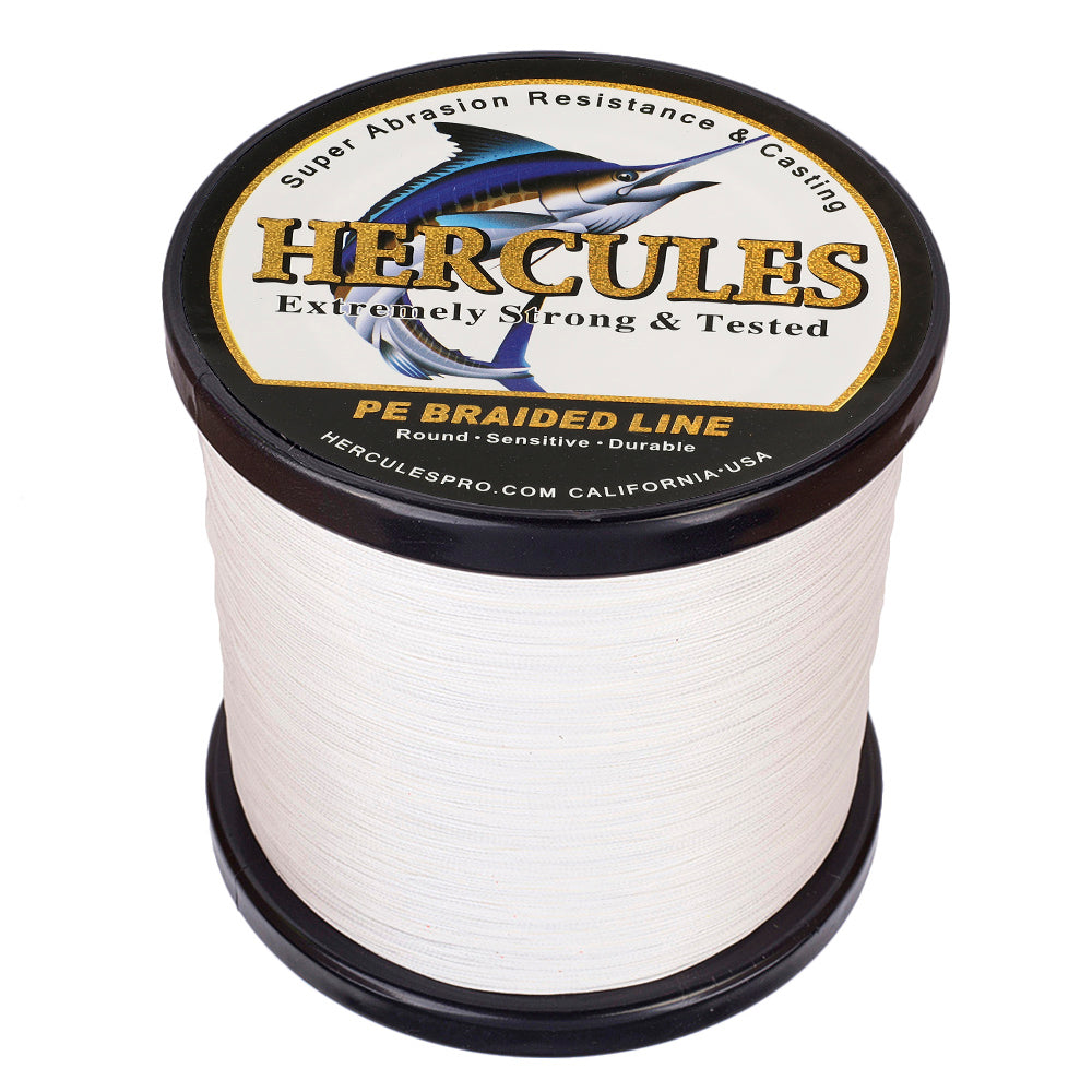 1000M 1094Yds White 10lb-300lb HERCULES PE Braided Fishing Line 8 Strands