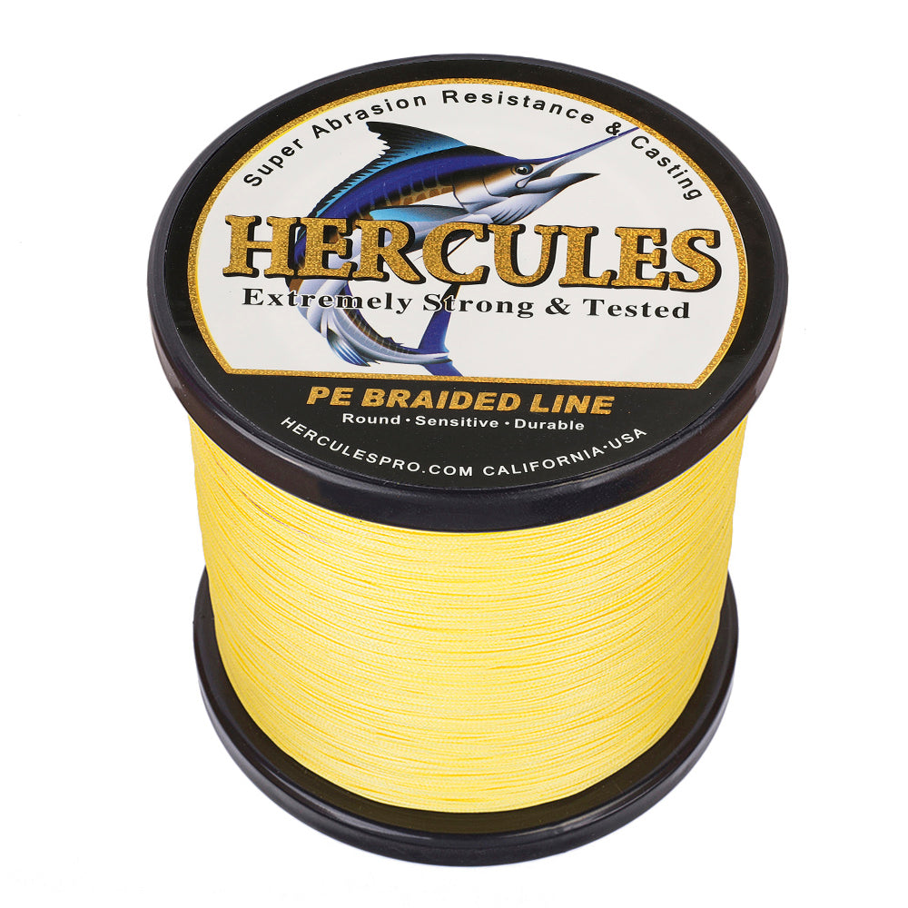 1000M 1094Yds Yellow 10lb-300lb HERCULES PE Braided Fishing Line 8 Strands