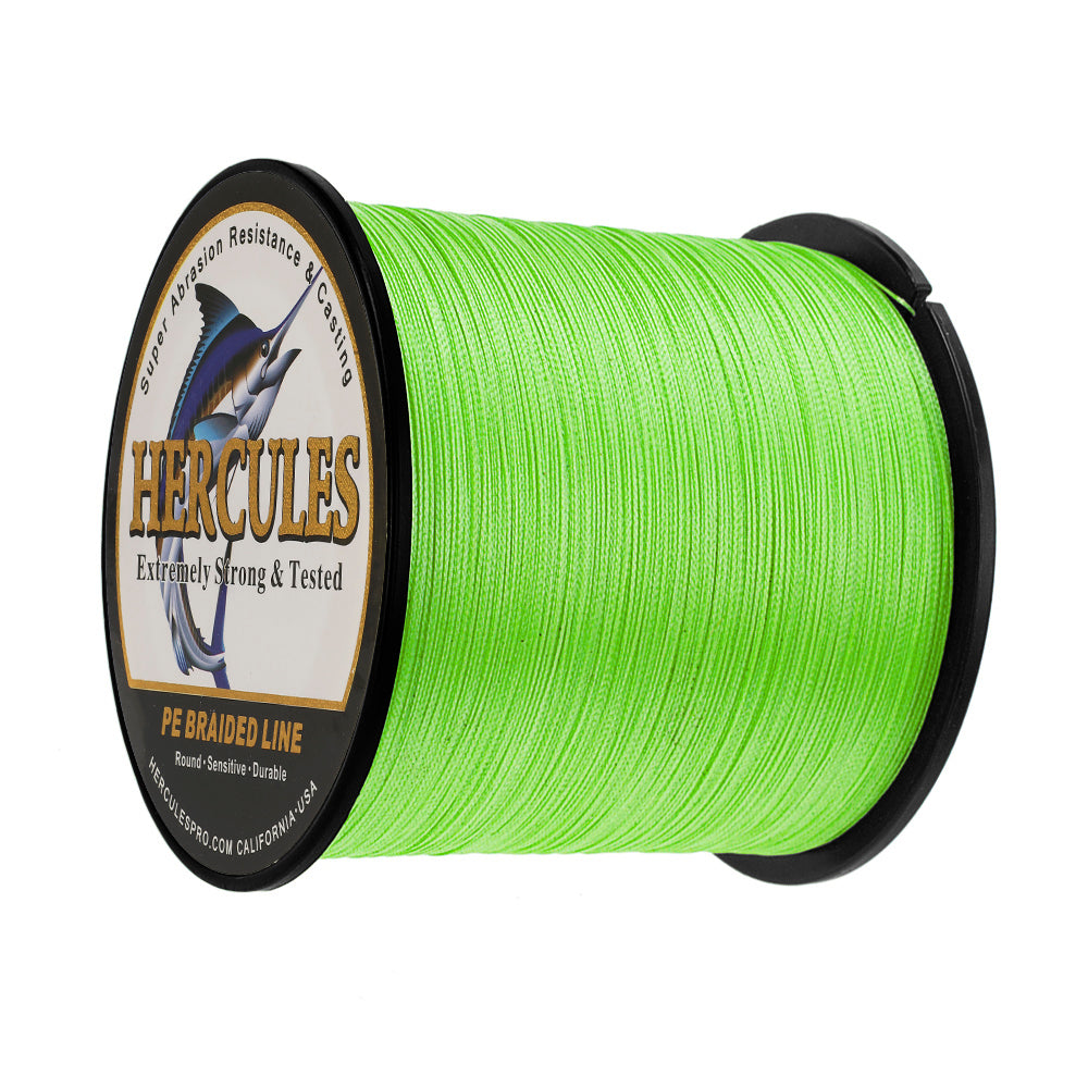 1000M 1094Yds Fluo Green 6lb-100lb HERCULES PE Braided Fishing Line 4 Strands