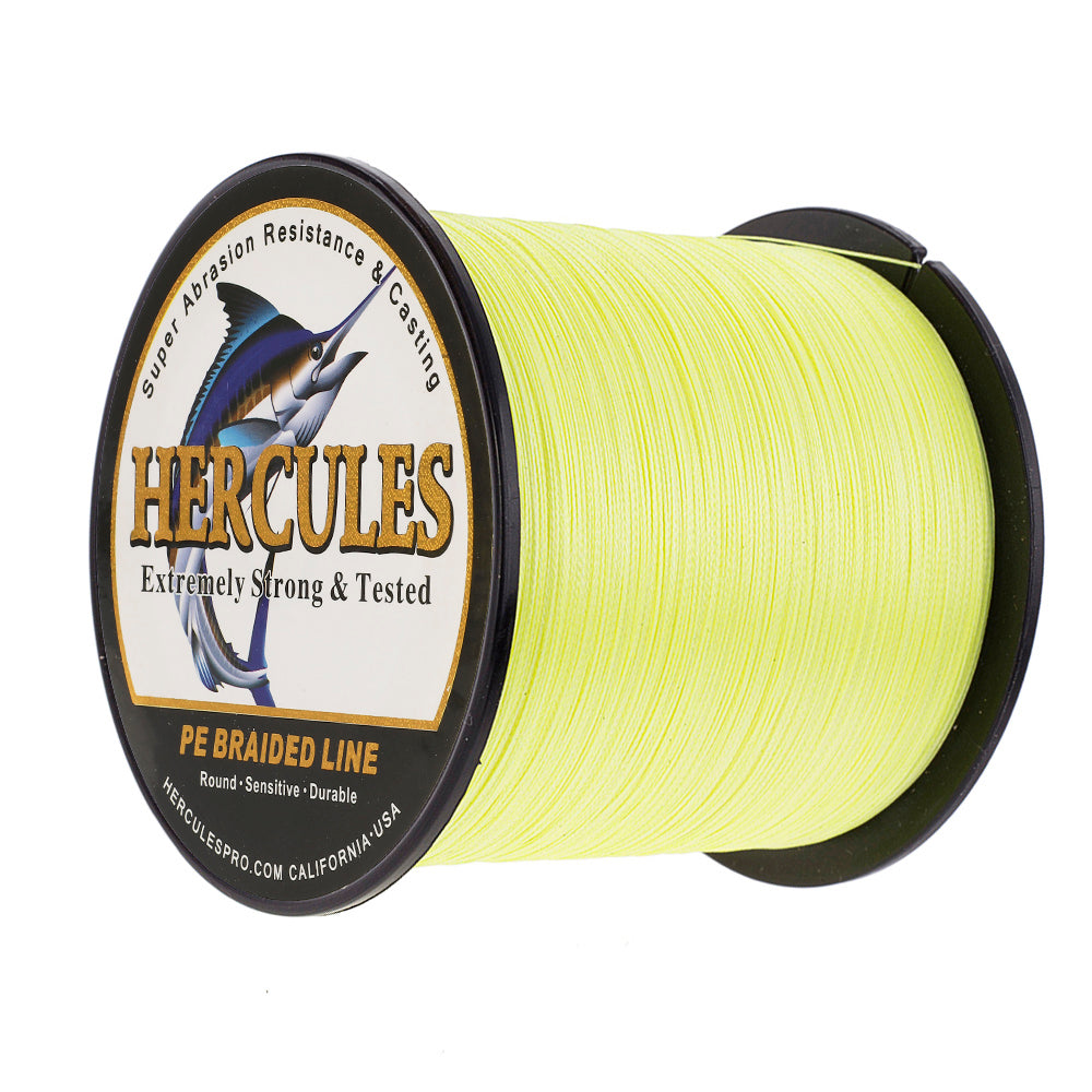 1000M 1094Yds Fluo Yellow 6lb-100lb HERCULES PE Braided Fishing Line 4 Strands