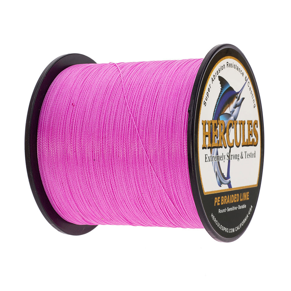 1000M 1094Yds Pink 6lb-100lb HERCULES PE PE Braided Fishing Line 4 Strands