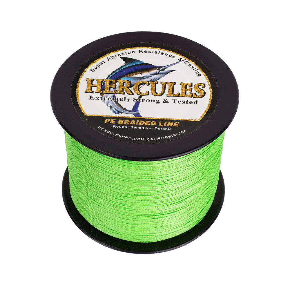 1000M 1094Yds Fluo Green 6lb-100lb HERCULES PE Braided Fishing Line 4 Strands