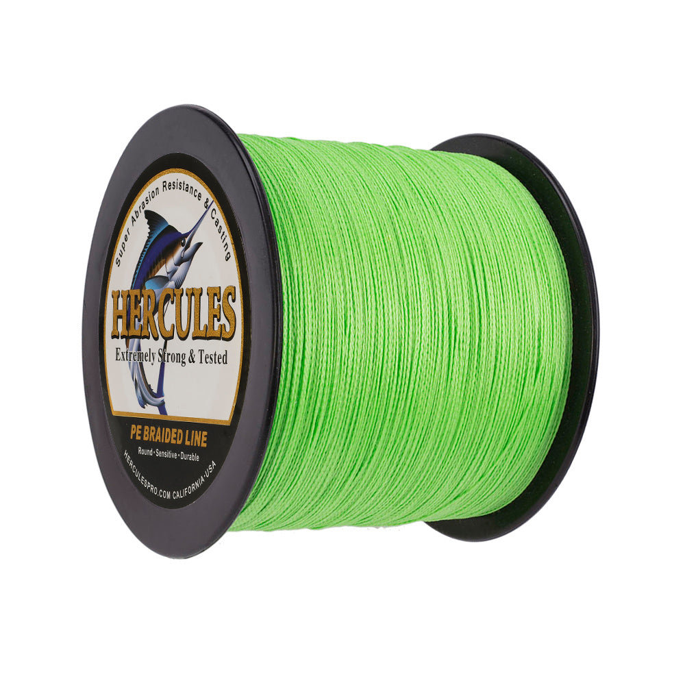 1000M 1094Yds Fluo Green 6lb-100lb HERCULES PE Braided Fishing Line 4 Strands