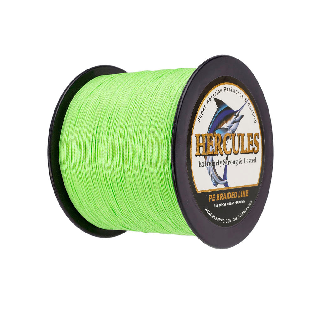 1000M 1094Yds Fluo Green 6lb-100lb HERCULES PE Braided Fishing Line 4 Strands