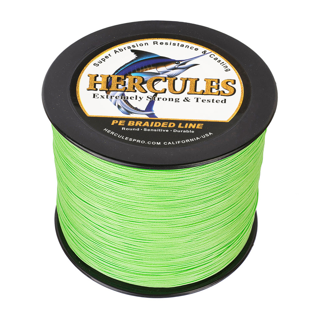 1000M 1094Yds Fluo Green 10lb-300lb HERCULES PE Braided Fishing Line 8 Strands