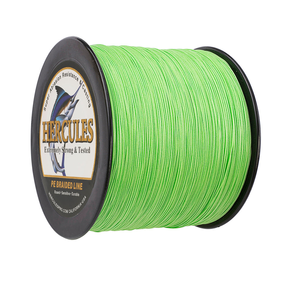 1000M 1094Yds Fluo Green 10lb-300lb HERCULES PE Braided Fishing Line 8 Strands