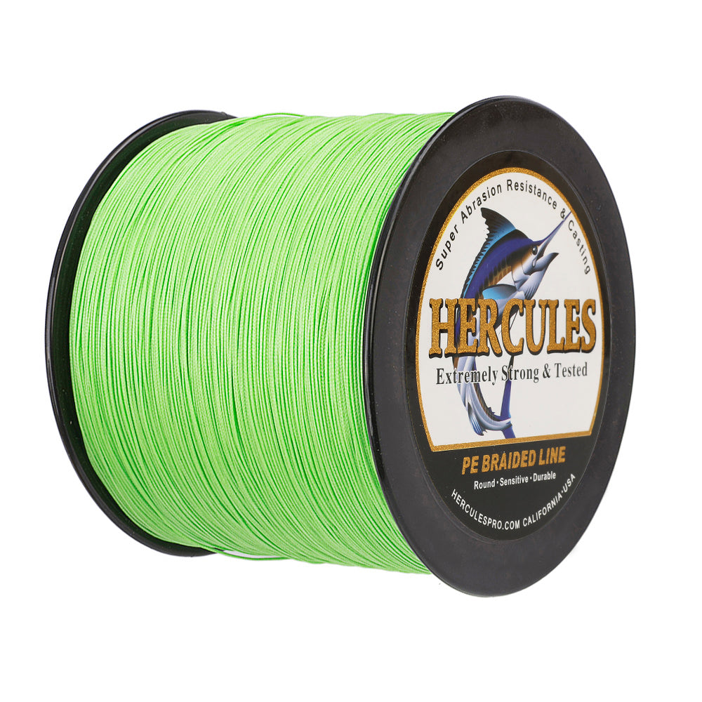 1000M 1094Yds Fluo Green 10lb-300lb HERCULES PE Braided Fishing Line 8 Strands