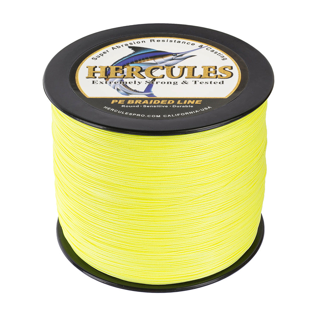2000M 2187Yds Fluo Yellow 10lb-200lb HERCULES PE Braided Fishing Line 8 Strands