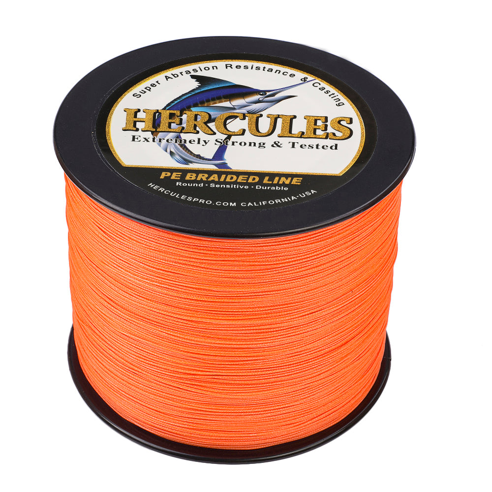 1000M 1094Yds Orange 10lb-300lb HERCULES PE Braided Fishing Line 8 Strands