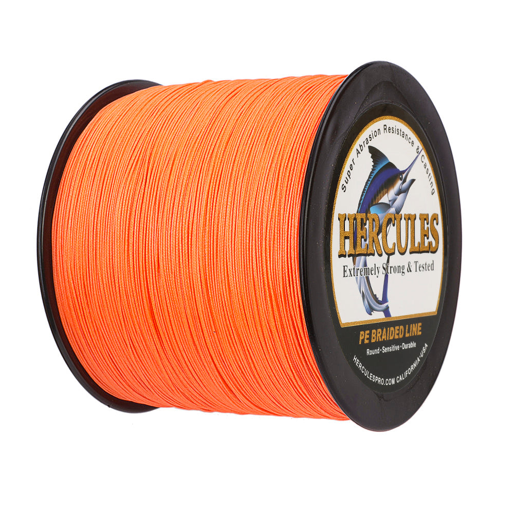 1000M 1094Yds Orange 10lb-300lb HERCULES PE Braided Fishing Line 8 Strands