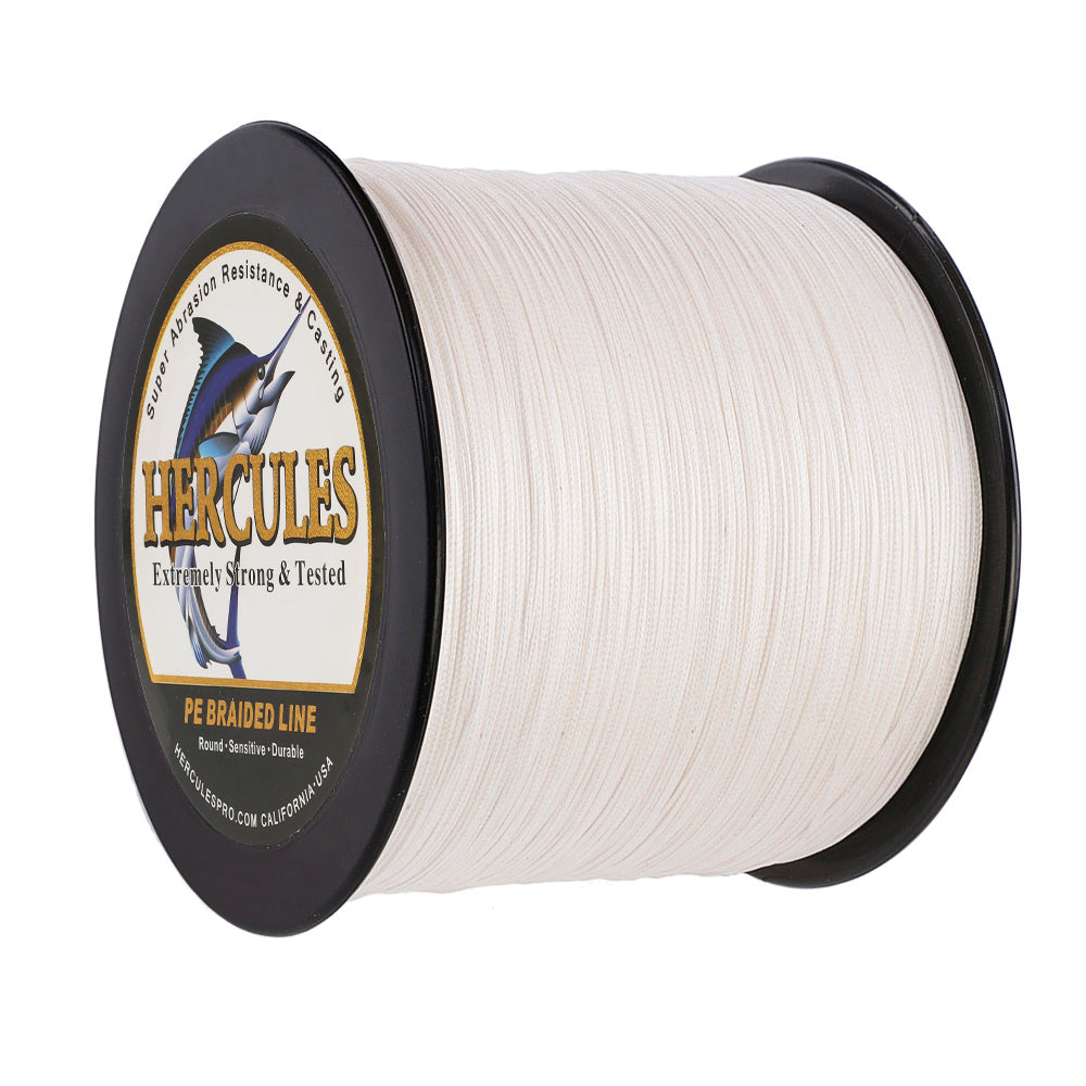 1000M 1094Yds White 10lb-300lb HERCULES PE Braided Fishing Line 8 Strands