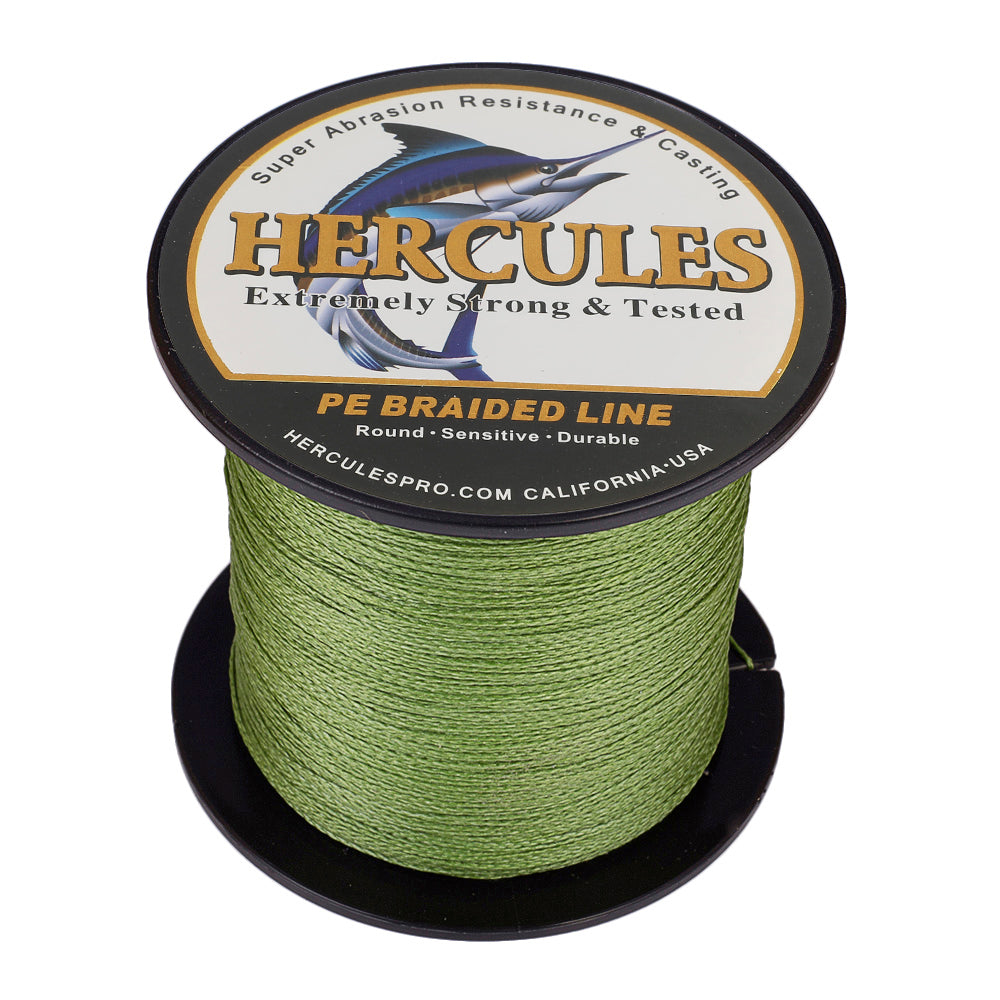 100M 109Yds Army Green 6lb-100lb HERCULES PE Braided Fishing Line 4 Strands