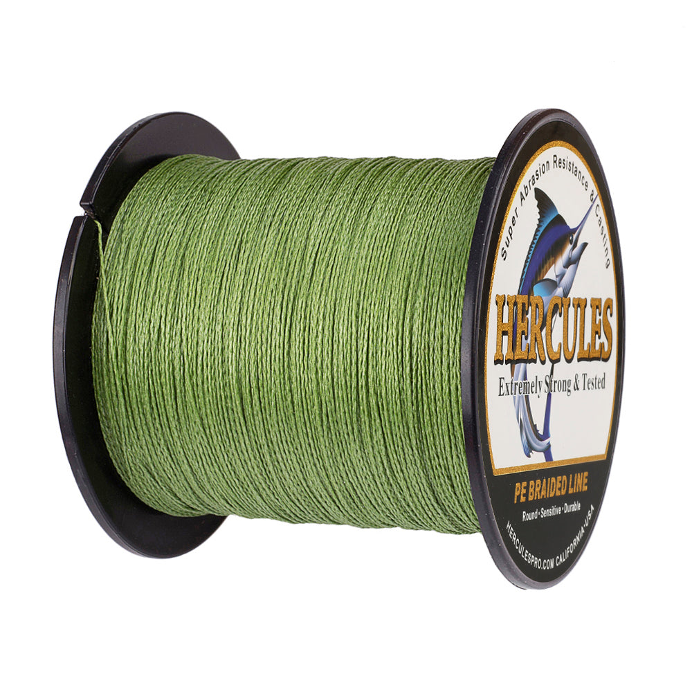100M 109Yds Army Green 6lb-100lb HERCULES PE Braided Fishing Line 4 Strands