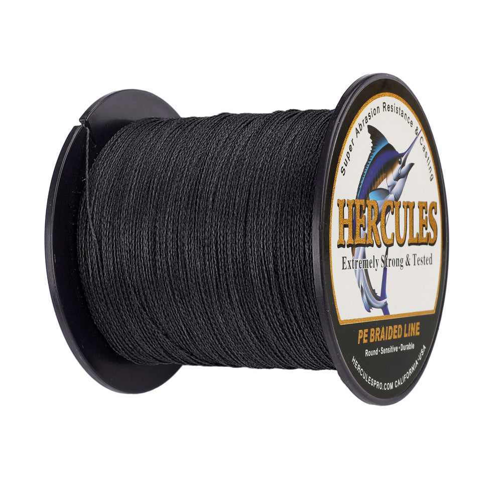 100M 109Yds Black 6lb-100lb HERCULES PE Braided Fishing Line 4 Strands