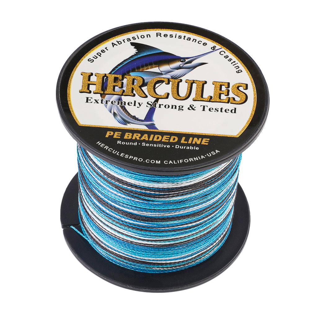 100M 109Yds Camo Blue 6lb-100lb HERCULES PE Braided Fishing Line 4 Strands