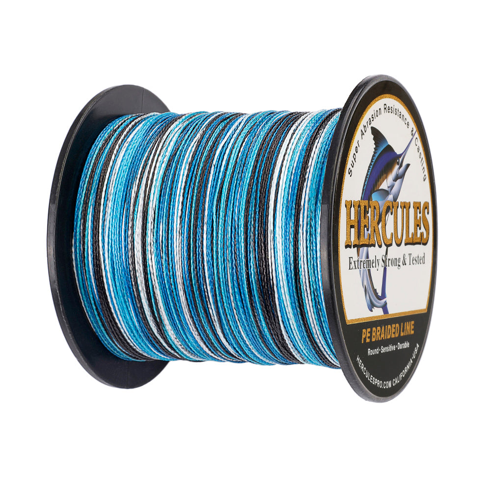 100M 109Yds Camo Blue 6lb-100lb HERCULES PE Braided Fishing Line 4 Strands