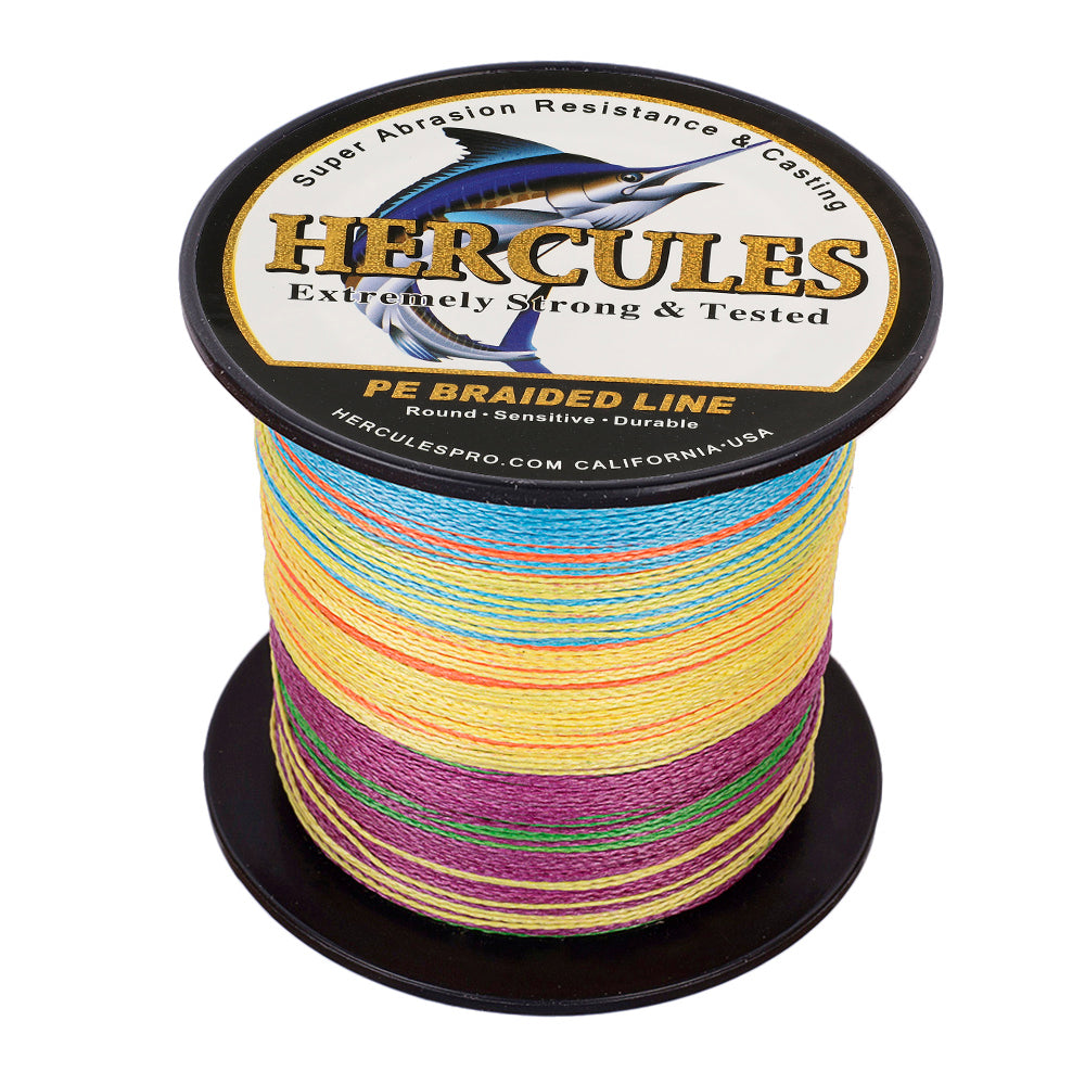 100M 109Yds Multicolor 6lb-100lb HERCULES PE Braided Fishing Line 4 Strands