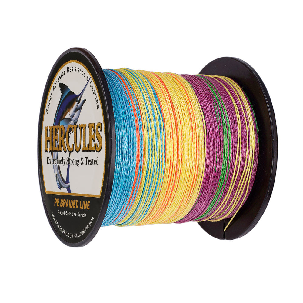 100M 109Yds Multicolor 6lb-100lb HERCULES PE Braided Fishing Line 4 Strands