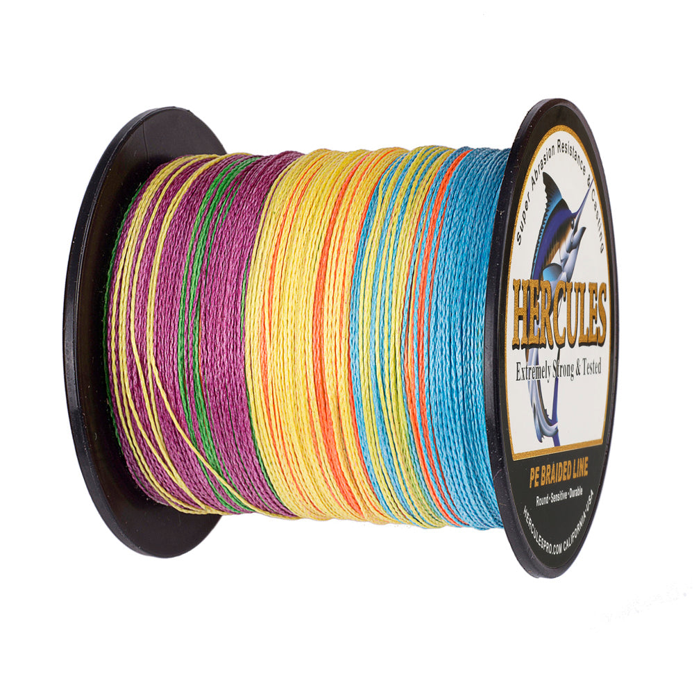 100M 109Yds Multicolor 6lb-100lb HERCULES PE Braided Fishing Line 4 Strands