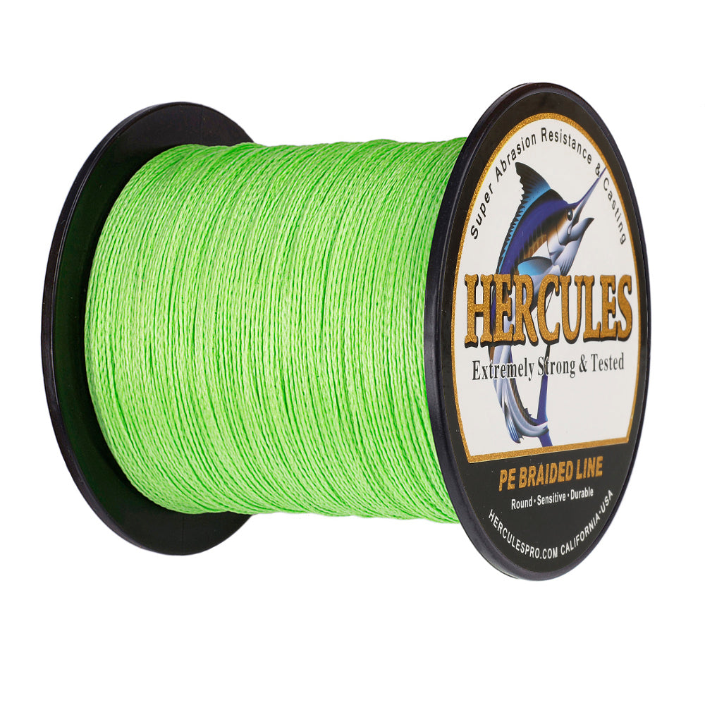 100M 109Yds Fluo Green 6lb-100lb HERCULES PE Braided Fishing Line 4 Strands