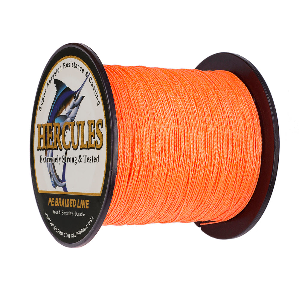 100M 109Yds Orange 6lb-100lb HERCULES PE Braided Fishing Line 4 Strands