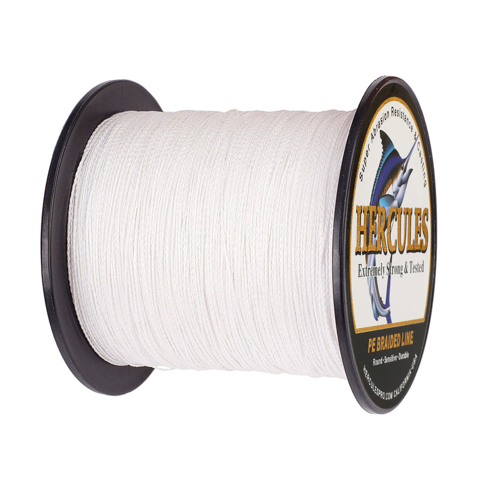 100M 109Yds White 6lb-100lb HERCULES PE Braided Fishing Line 4 Strands