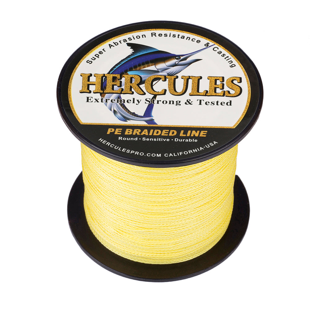 100M 109Yds Yellow 6lb-100lb HERCULES PE Braided Fishing Line 4 Strands